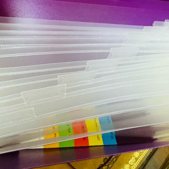 Staples Reinforced Plastic Accordion File 13 Pocket Expanding Letter Purple NEW - Picture 5 of 5